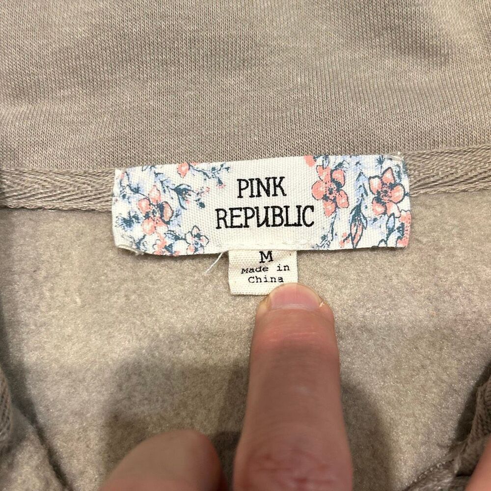 Pink Republic Mock Neck Quarter Zip Pullover Tan Womens Sz Medium Sweater Long S - Picture 4 of 7